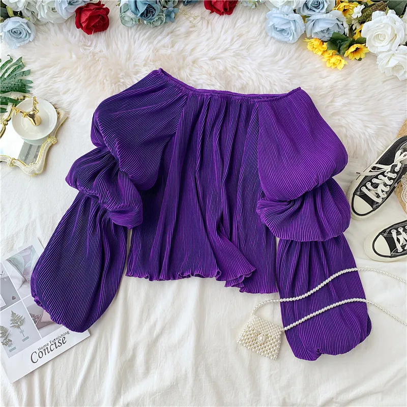 long puff sleeve off shoulder blouses lady sexy pleated party tops sweet women off the shoulder pleated shirts korean
long puff sleeve off shoulder blouses lady sexy pleated party tops sweet women off the shoulder pleated shirts korean