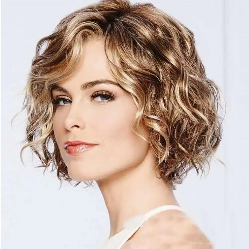 Wigs for White Women Synthetic Ombre Short Wavy Brown and Light Gold Bobo Heat Resistant Cosplay Daily Use Wigs
Wigs for White Women Synthetic Ombre Short Wavy Brown and Light Gold Bobo Heat Resistant Cosplay Daily Use Wigs