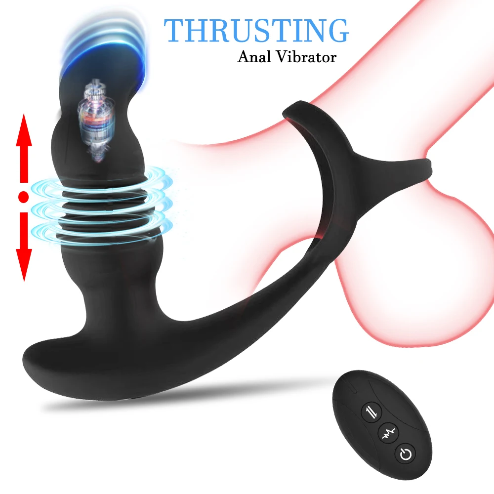 

Thrusting Butt Plug Vibrators Male Prostate Massager Anal Sex Toys For Men Masturbator Couple Cock Ring Adult Good For Men Gay