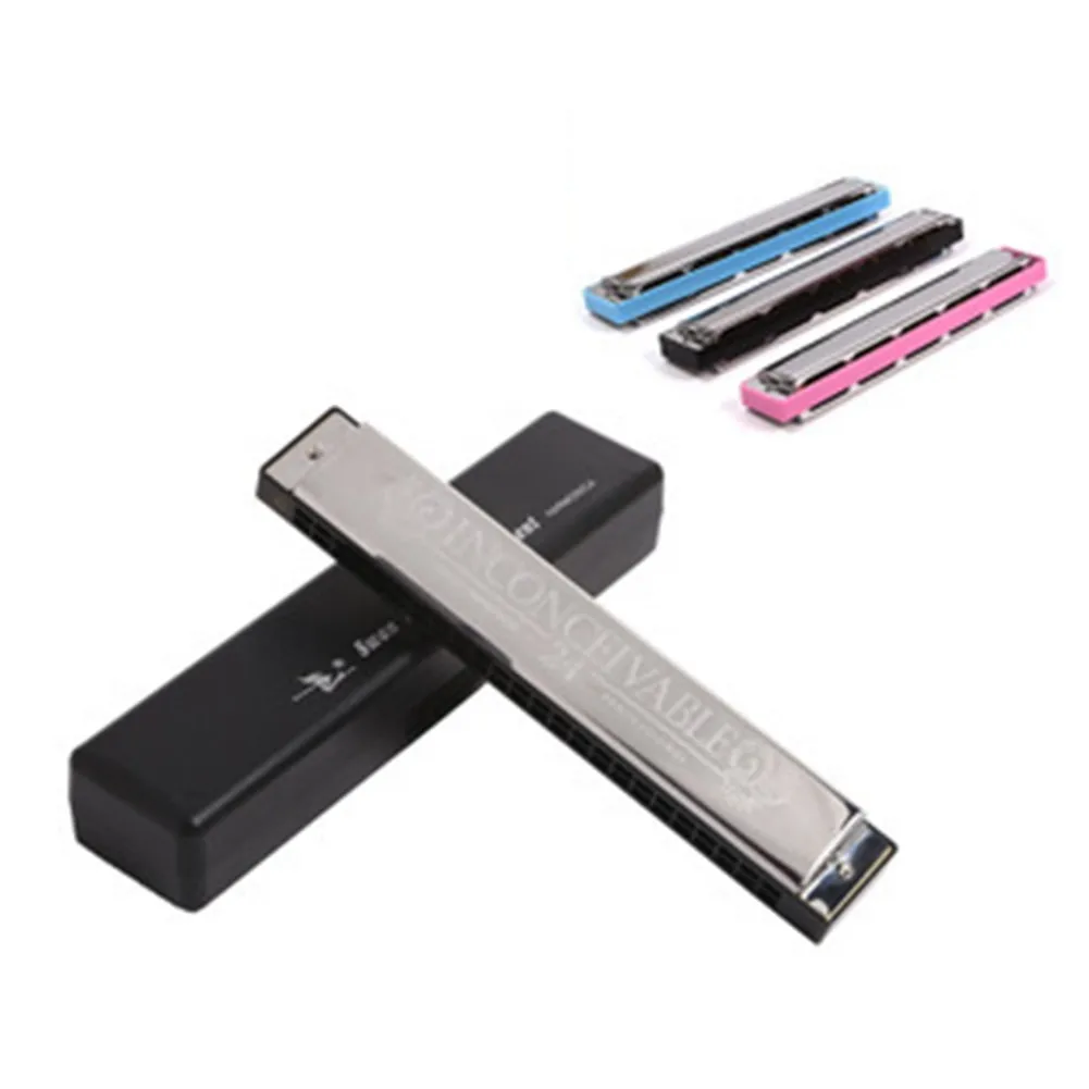 24 Hole Classic Metal Harmonica Vibrato Key C Harp Harmonica Black Silver Stainless Steel Harmonica With Box Chrildren Gift
24 Hole Classic Metal Harmonica Vibrato Key C Harp Harmonica Black Silver Stainless Steel Harmonica With Box Chrildren Gift