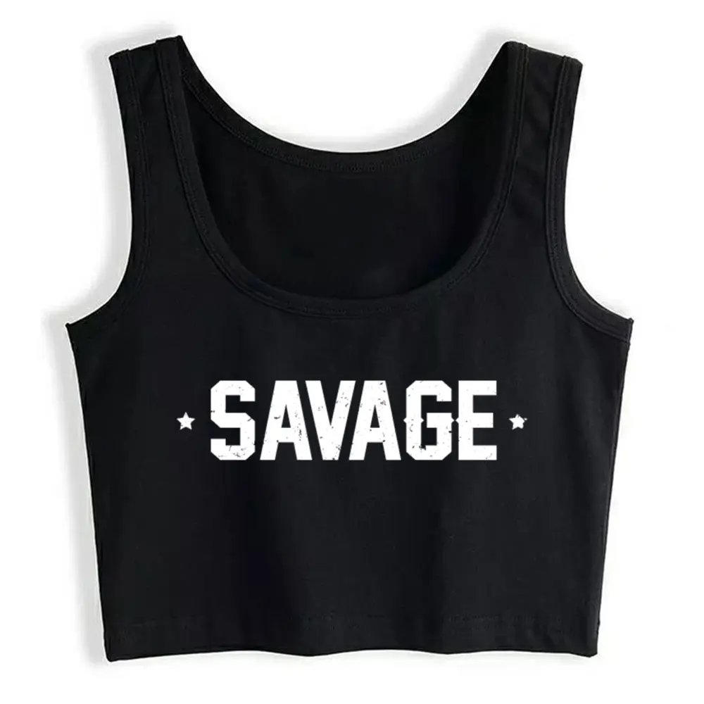 

Boho Crop Top Savage Stars Urban Slang Fierce Sarcasm O-Neck Black Cotton Y2k Tops Womens Tops blusas mujer de moda 2021 verano