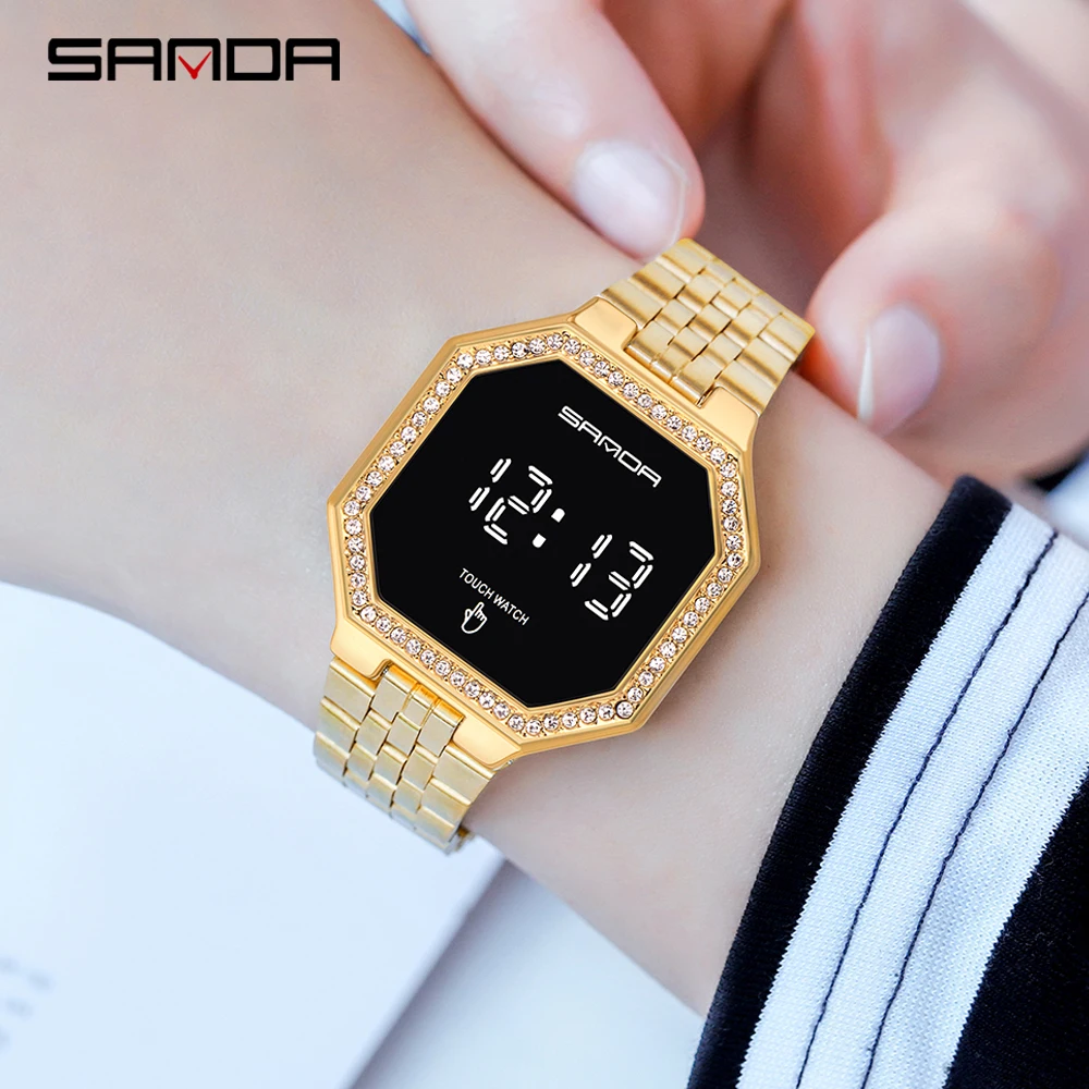 Женские Водонепроницаемые наручные часы SANDA цифровые с сенсорным экраном и