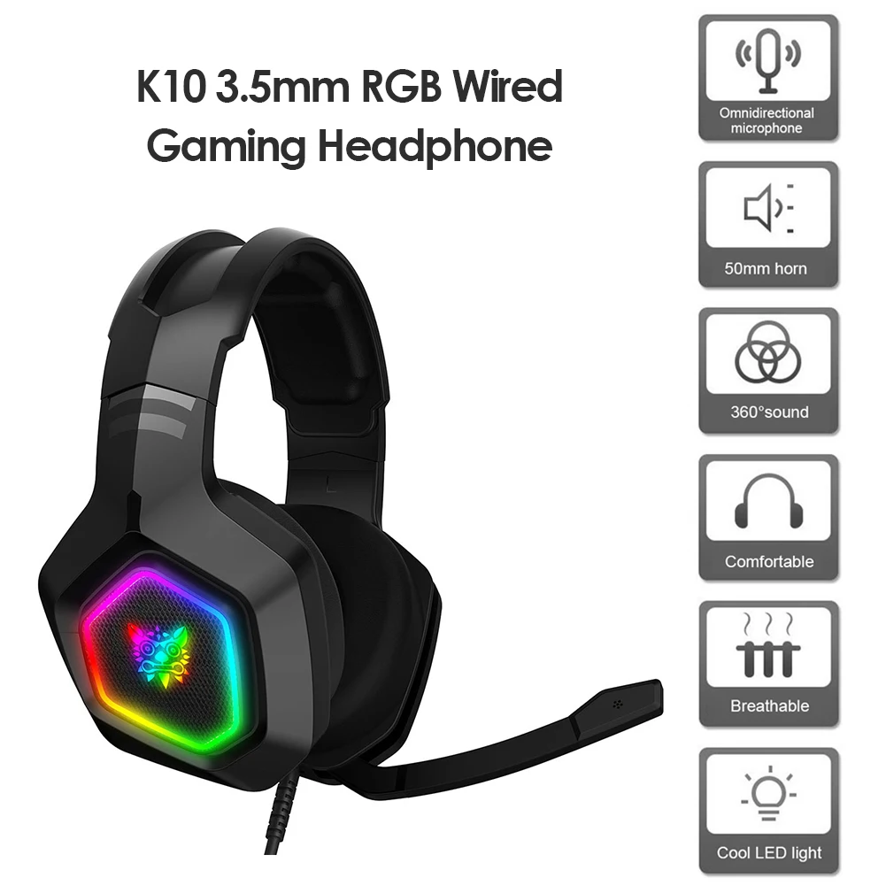 K10 3.5mm RGB Wired Headphone Over-Ear Gaming Headsets Wired Earphone HiFi Headphones for Computer PC Laptop
K10 3.5mm RGB Wired Headphone Over-Ear Gaming Headsets Wired Earphone HiFi Headphones for Computer PC Laptop