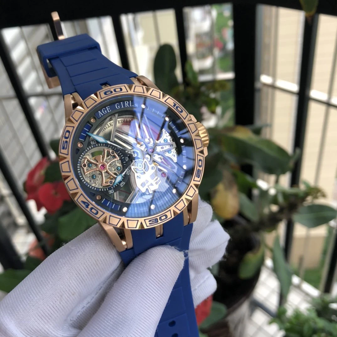 New Men's Automatic Mechanical Stainless Steel Sapphire Watch Rose Gold Blue Leather Rubber Tourbillion Skeleton
New Men's Automatic Mechanical Stainless Steel Sapphire Watch Rose Gold Blue Leather Rubber Tourbillion Skeleton