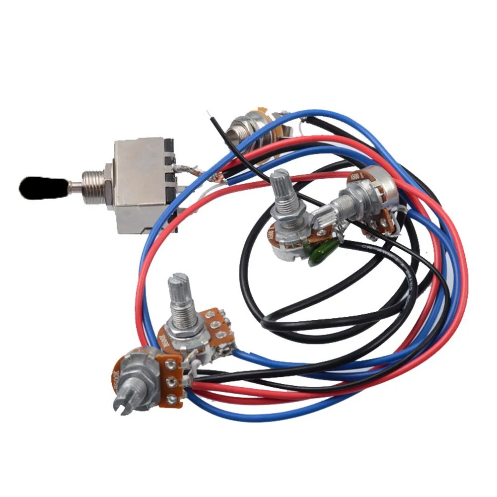 Electric Guitar Pickup Pre-wired Harness Kit 3 Way Toggle Switch 2V2T 500K Potentiometer Suitable For LP Guitar Tone Control
Electric Guitar Pickup Pre-wired Harness Kit 3 Way Toggle Switch 2V2T 500K Potentiometer Suitable For LP Guitar Tone Control