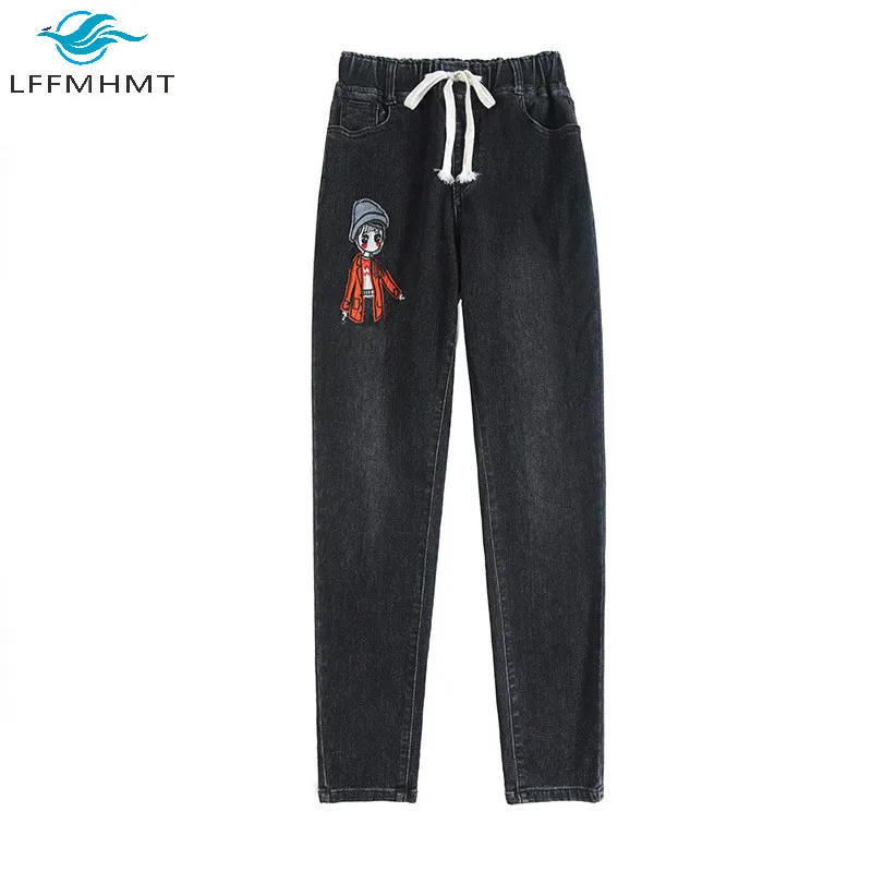 Elastic Waist Women Harem Jeans Cute Cartoon Embroidery Comfortable Denim Pants Office Lady High Waist Casual Slim Wild Trousers 
Elastic Waist Women Harem Jeans Cute Cartoon Embroidery Comfortable Denim Pants Office Lady High Waist Casual Slim Wild Trousers