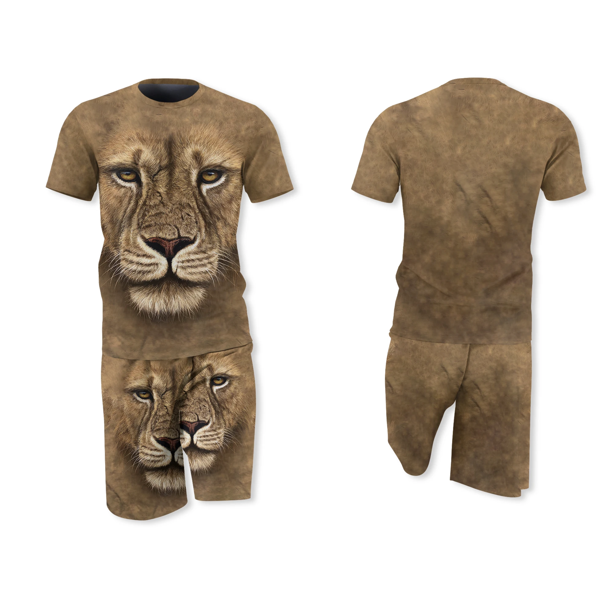 2021 summer men's short-sleeved 3D suit T-shirt animal lion top + shorts men and women couple sports suit large size 5XL
2021 summer men's short-sleeved 3D suit T-shirt animal lion top + shorts men and women couple sports suit large size 5XL