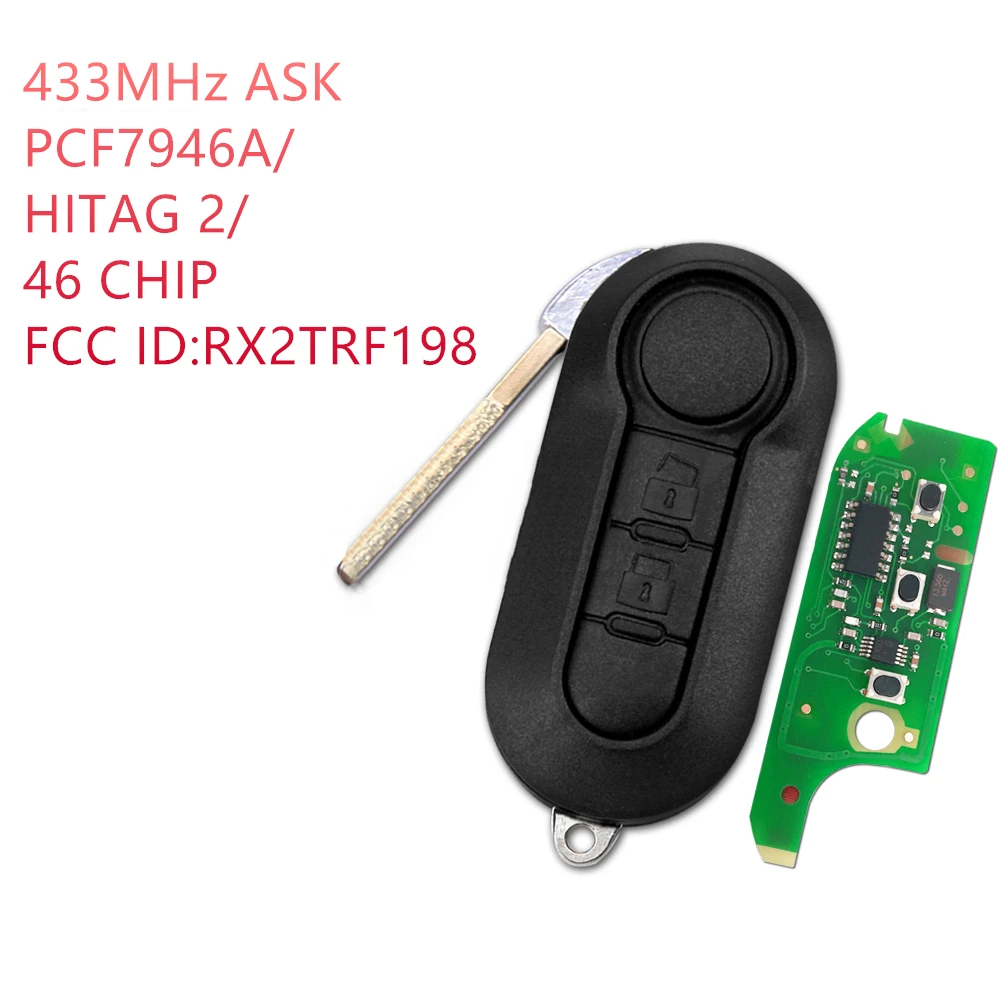 2 Buttons 433MHz PCF7946 / HITAG 2 / 46 CHIP Flip Car Key Fob Auto key For Fia t 500 500L
2 Buttons 433MHz PCF7946 / HITAG 2 / 46 CHIP Flip Car Key Fob Auto key For Fia t 500 500L
