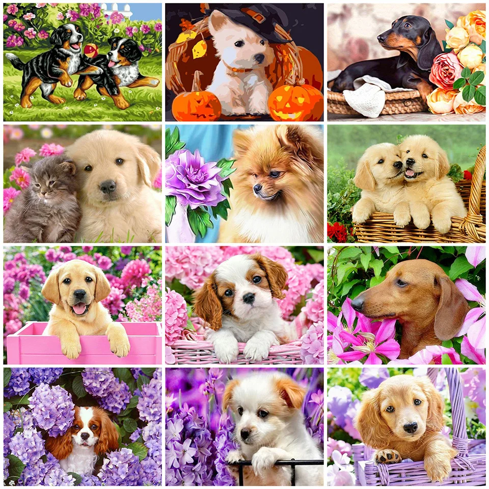AZQSD Oil Painting By Numbers Dog Flower Kit Drawing On Canvas Wall Art Coloring Animal HandPainted DIY Gift Home Decor
AZQSD Oil Painting By Numbers Dog Flower Kit Drawing On Canvas Wall Art Coloring Animal HandPainted DIY Gift Home Decor