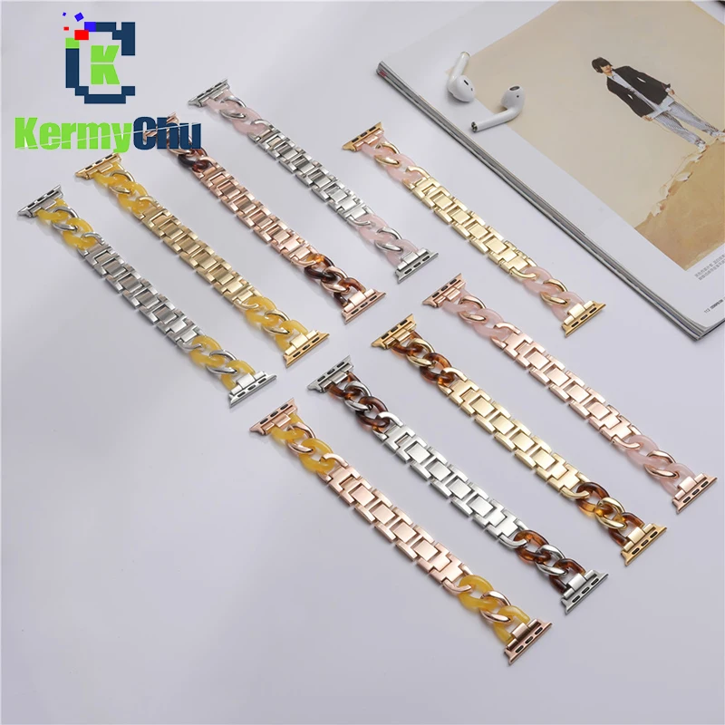 Resin Watch Strap for Apple Watch Band 44MM 40MM 42mm 38mm for IWatch Series 6 5 4 3 2 1 Stainless Steel Bracelet Chain
Resin Watch Strap for Apple Watch Band 44MM 40MM 42mm 38mm for IWatch Series 6 5 4 3 2 1 Stainless Steel Bracelet Chain