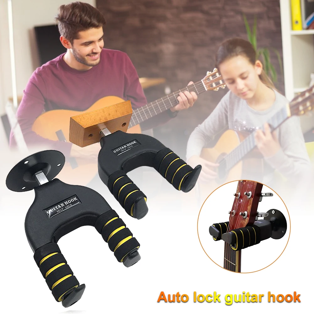 Guitar hangers hook instrument holder rubber Automatic Locking Universal Wall hanger for Guitar Bass Ukelele Stringed Instrument
Guitar hangers hook instrument holder rubber Automatic Locking Universal Wall hanger for Guitar Bass Ukelele Stringed Instrument