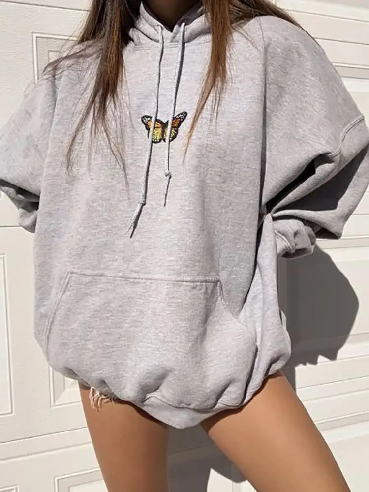 Women Butterfly Hoodies Ladies Loose Winter Autumn Gray Wear Oufits Warm Top Long Sleeve Print Hooded Tops
Women Butterfly Hoodies Ladies Loose Winter Autumn Gray Wear Oufits Warm Top Long Sleeve Print Hooded Tops