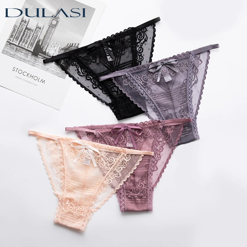 Sexy Lace Women's Underwear Transparent Thong Low Waist Lingerie Thongs Female Underpants Hot Sell Panties 4pcs DULASI
Sexy Lace Women's Underwear Transparent Thong Low Waist Lingerie Thongs Female Underpants Hot Sell Panties 4pcs DULASI