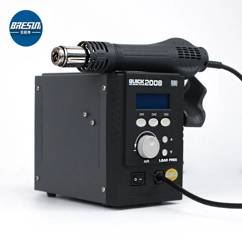 QUICK 2008 Original Lead-Free Digital Display Heat Gun Welding Rework Soldering Station for Mobile Phone Maintenance BGA Repair
QUICK 2008 Original Lead-Free Digital Display Heat Gun Welding Rework Soldering Station for Mobile Phone Maintenance BGA Repair