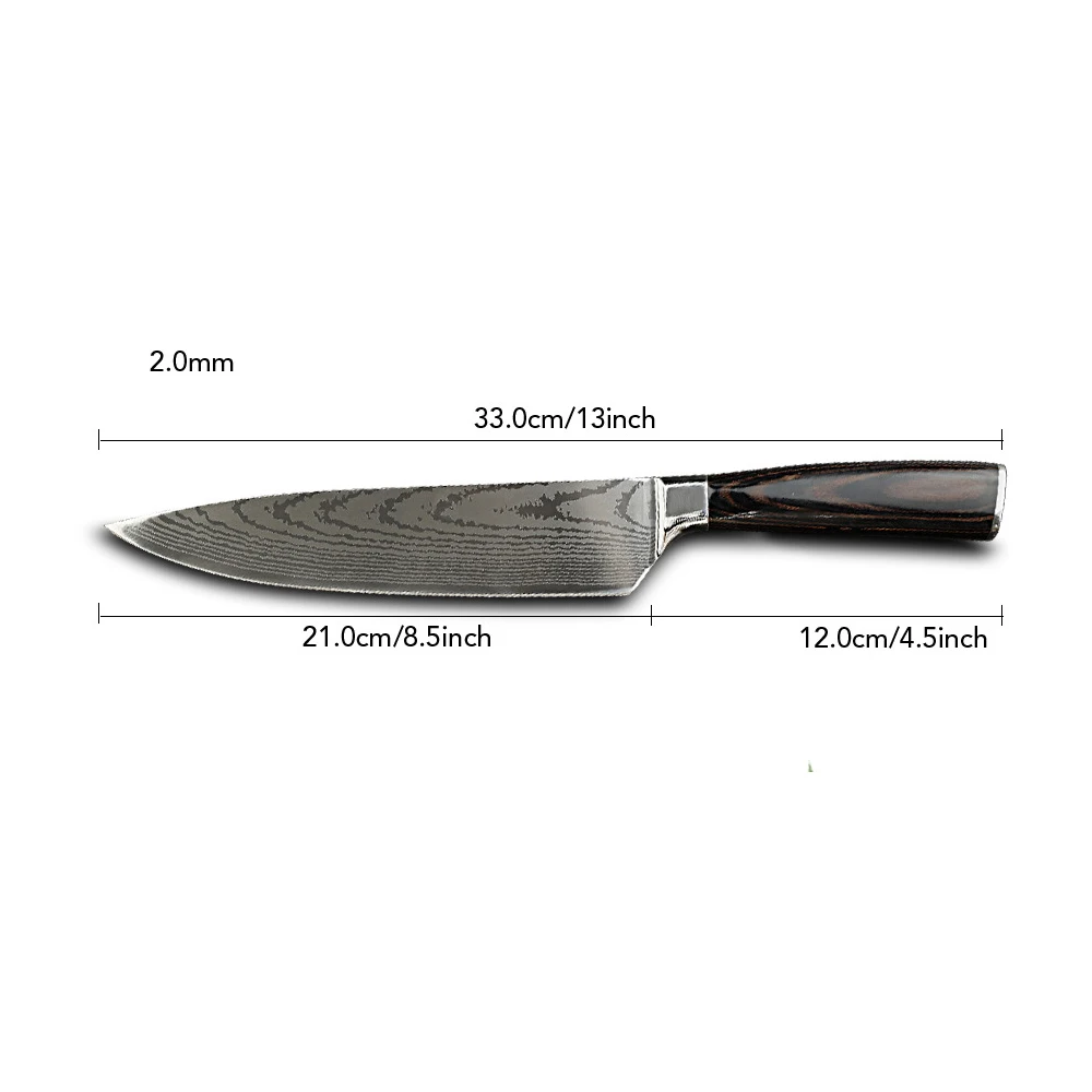 8-inch Damascus Chef's knife 7cr17 440c Stainless Steel Knife High Carbon Steel Meat Cleaver Japanese Kitchen Cooking Knife
8-inch Damascus Chef's knife 7cr17 440c Stainless Steel Knife High Carbon Steel Meat Cleaver Japanese Kitchen Cooking Knife