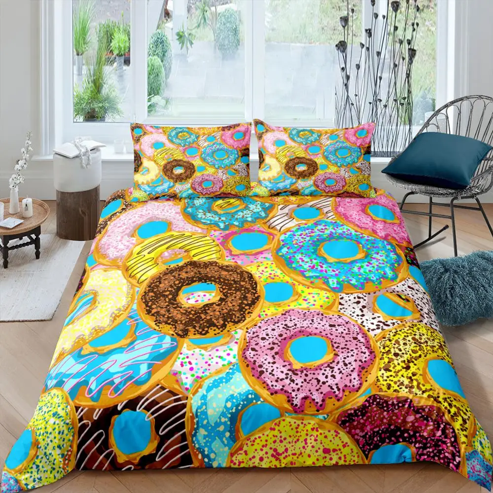 3D Cute Printed Donuts Bedding Set Design Duvet Cover Coloeful Bedclothes 2/3pcs Home Textiles Luxury High Quality Bedspread
3D Cute Printed Donuts Bedding Set Design Duvet Cover Coloeful Bedclothes 2/3pcs Home Textiles Luxury High Quality Bedspread