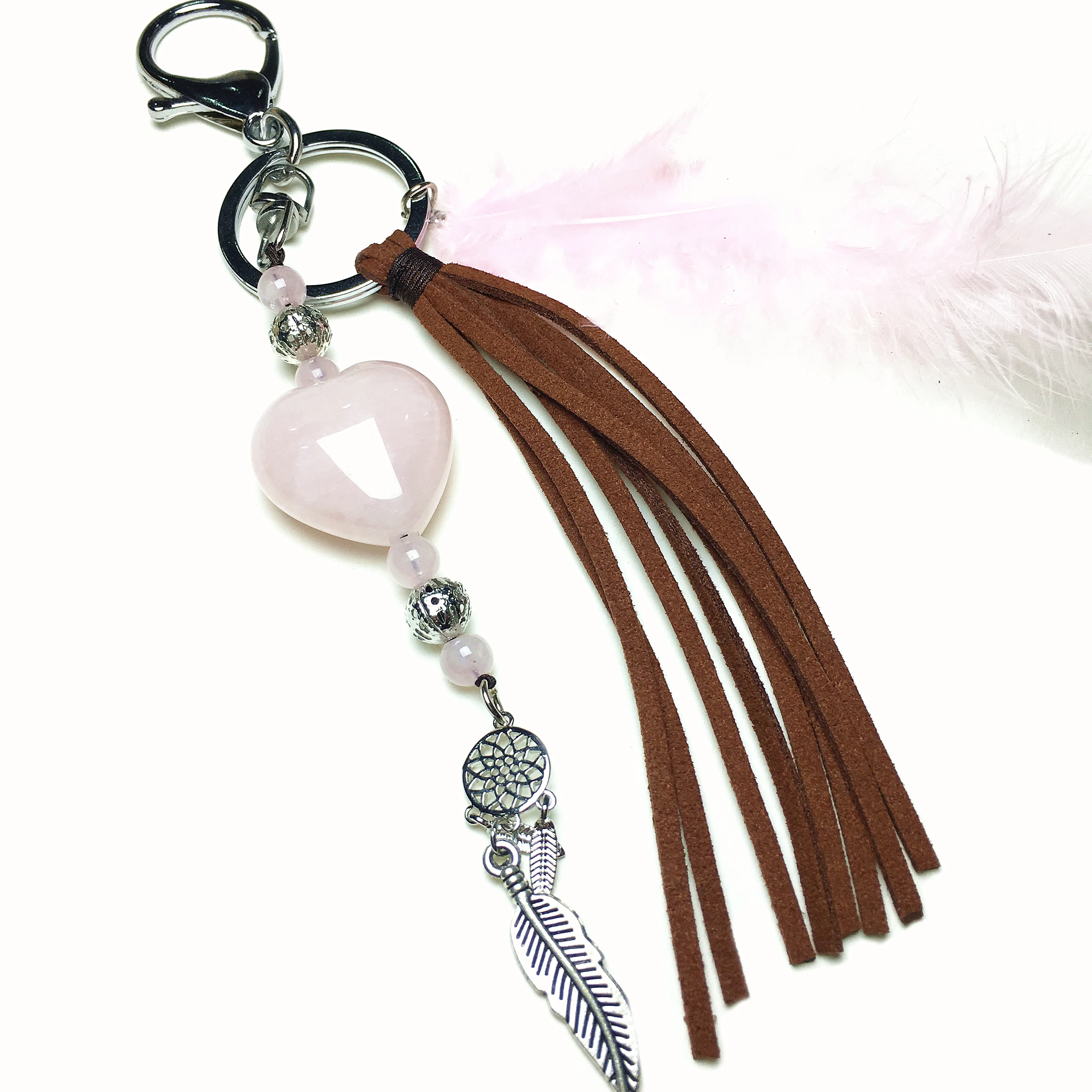 Natural Stones Keychains Feather Tassel Love Heart Shape Keyring for Wall Car Hanging Decor Amulet Jewelry with Healing Energy
Natural Stones Keychains Feather Tassel Love Heart Shape Keyring for Wall Car Hanging Decor Amulet Jewelry with Healing Energy