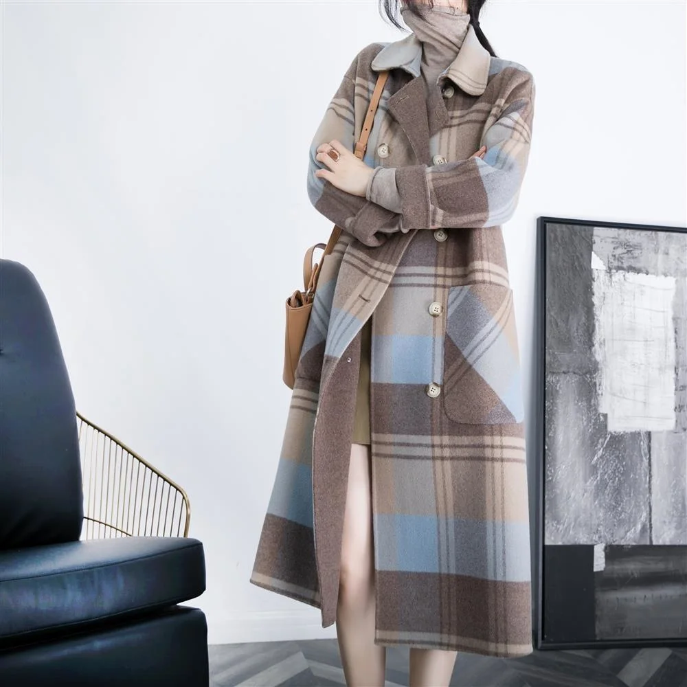 Women's clothes oversized chess Women's wool coat long 2021 new winter on the double-breasted knee big pocket loose jacket Sale
Women's clothes oversized chess Women's wool coat long 2021 new winter on the double-breasted knee big pocket loose jacket Sale
