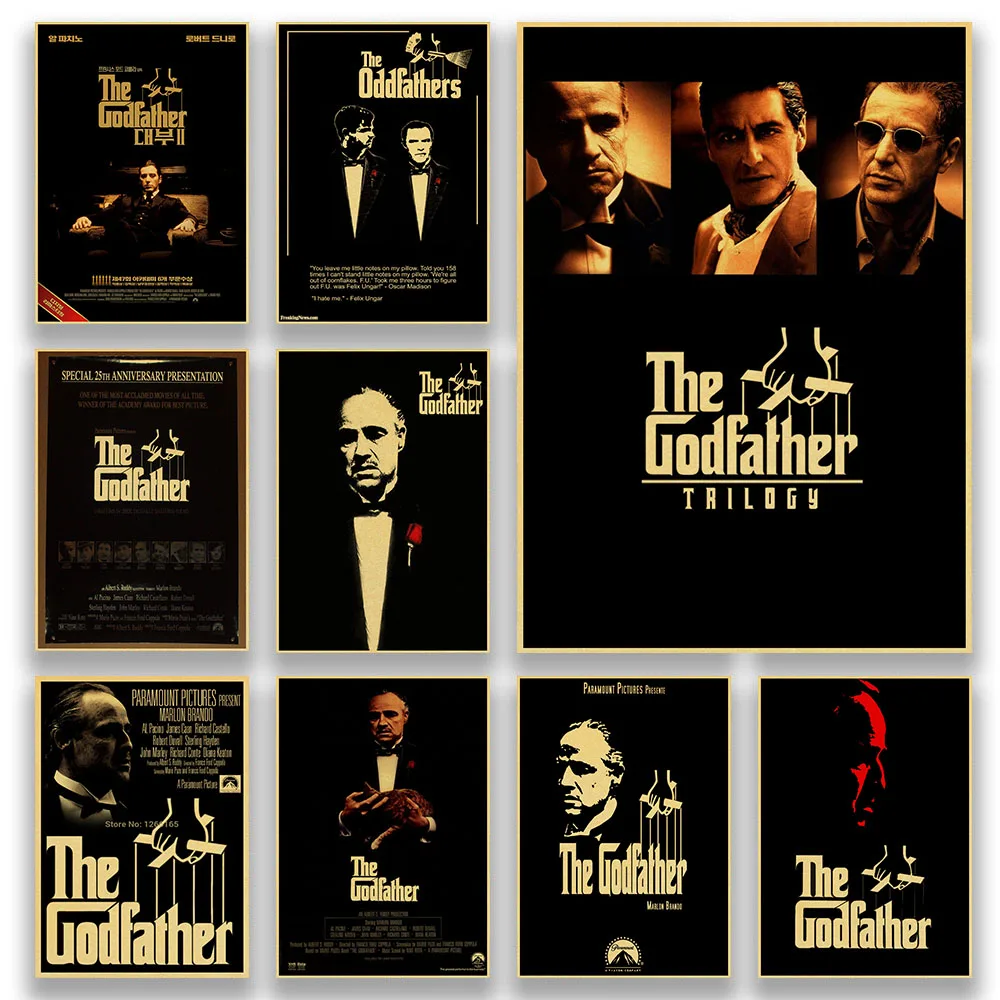Vintage USA Gangster Movie Kraft Paper Poster of The Godfather Series Starring Sticker for Home Bar Art Wall Creative Decoration
Vintage USA Gangster Movie Kraft Paper Poster of The Godfather Series Starring Sticker for Home Bar Art Wall Creative Decoration
