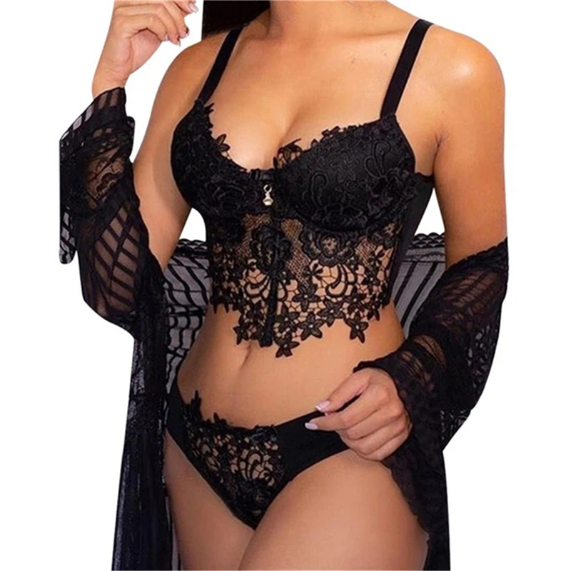 Sexy Lingerie Set Women Transparent Lace Babydoll Open Bra Set Floral G-String Underwear Set Nightwear Bra And Panty Sets
Sexy Lingerie Set Women Transparent Lace Babydoll Open Bra Set Floral G-String Underwear Set Nightwear Bra And Panty Sets