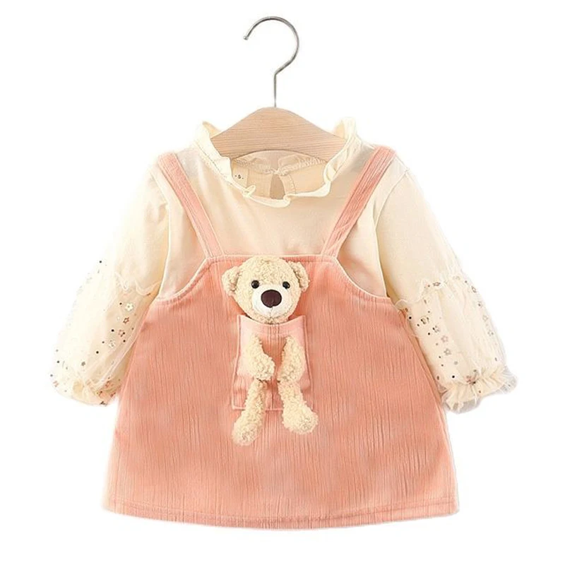 Spring Autumn Girls Skirt Set 2021 New Cartoon Bear Splicing Ruffles Collar Tops + Suspender Skirts Dress Baby for Girl Suits
Spring Autumn Girls Skirt Set 2021 New Cartoon Bear Splicing Ruffles Collar Tops + Suspender Skirts Dress Baby for Girl Suits