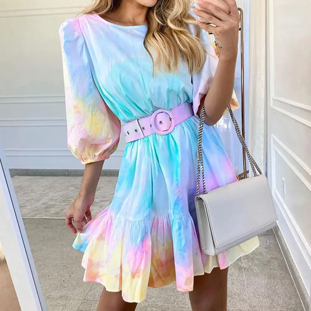 Elegant Colorful Ladies Lantern Sleeve Ruffle Stitching Dress Casual Summer Dress Colorful for Outdoor
Elegant Colorful Ladies Lantern Sleeve Ruffle Stitching Dress Casual Summer Dress Colorful for Outdoor