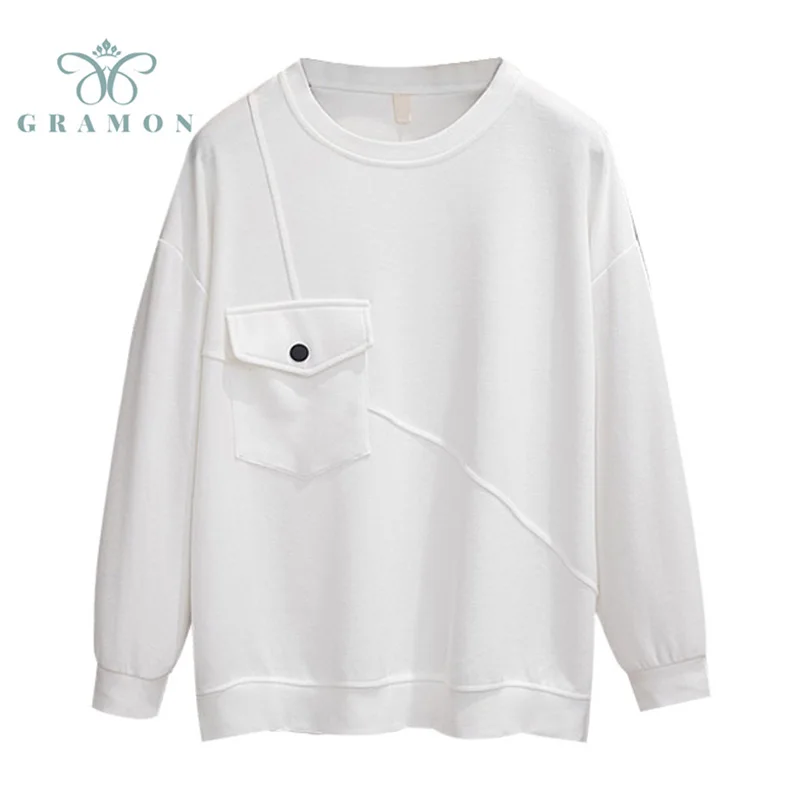 Sweatshirts For Women 2021 Autumn O Neck T Shirt Solid Pullover Plus Size Clothing Long Sleeve Pockets Tops Chic Sudaderas Femme
Sweatshirts For Women 2021 Autumn O Neck T Shirt Solid Pullover Plus Size Clothing Long Sleeve Pockets Tops Chic Sudaderas Femme