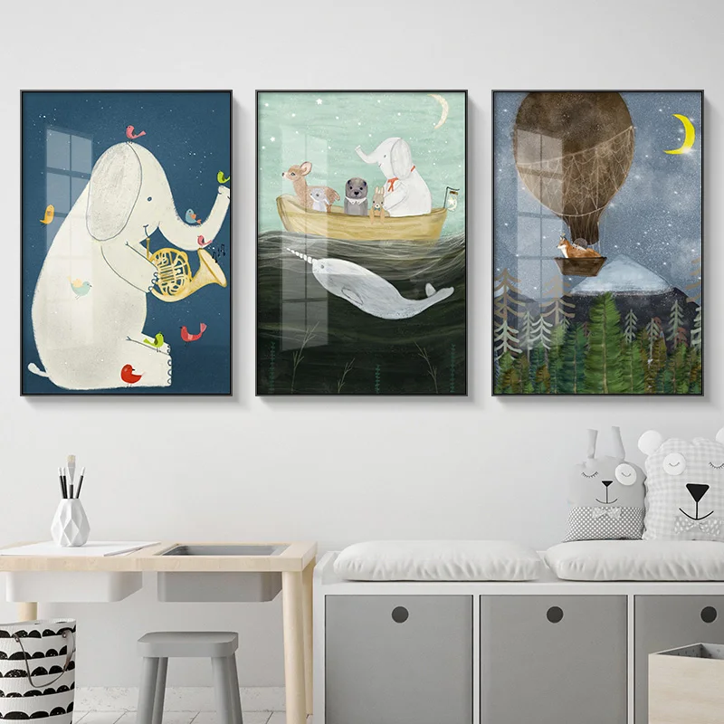 Nordic Cartoon Animal Picture Bear Elephant Bear Poster Children's Room Kindergarten Decorative Print Wall Art Canvas Painting
Nordic Cartoon Animal Picture Bear Elephant Bear Poster Children's Room Kindergarten Decorative Print Wall Art Canvas Painting