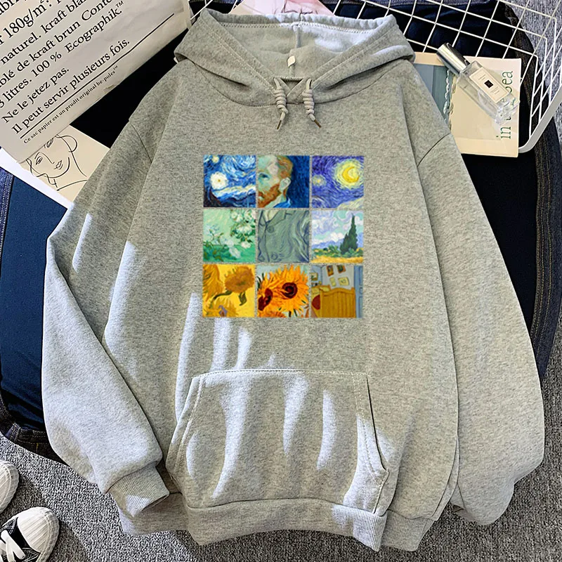 Woman VanGogh Print Hooded Sweatshirt with Pockets Harajuku Aesthetic Streetwear Casual Loose Fit Tops Velvet Thicken Pullover
Woman VanGogh Print Hooded Sweatshirt with Pockets Harajuku Aesthetic Streetwear Casual Loose Fit Tops Velvet Thicken Pullover
