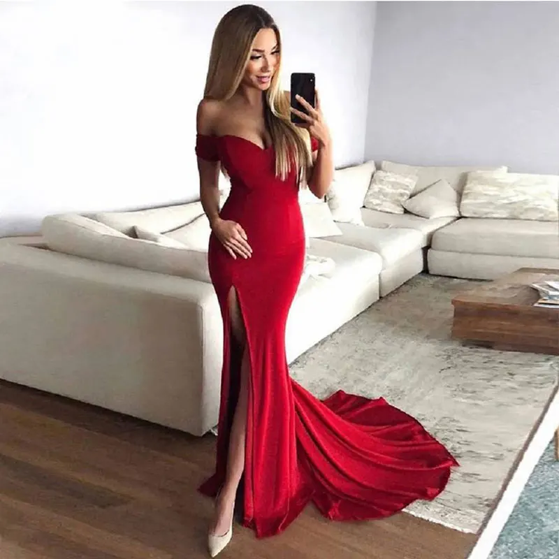 Mermaid Side Slit Red Prom Party Evening Dresses Vestido De Noiva Sereia Gown Robe De Soiree Prom Party Sweep Train
Mermaid Side Slit Red Prom Party Evening Dresses Vestido De Noiva Sereia Gown Robe De Soiree Prom Party Sweep Train
