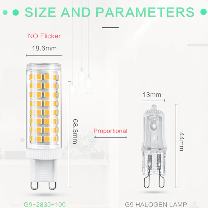 

G9 LED Bulb, 10W, 100W Halogen Equivalent AC 120V 220V 230VG9 Bi Pin Base Light Bulbs, 1000LM, No Flicker, 360° Beam Angle 10PCS