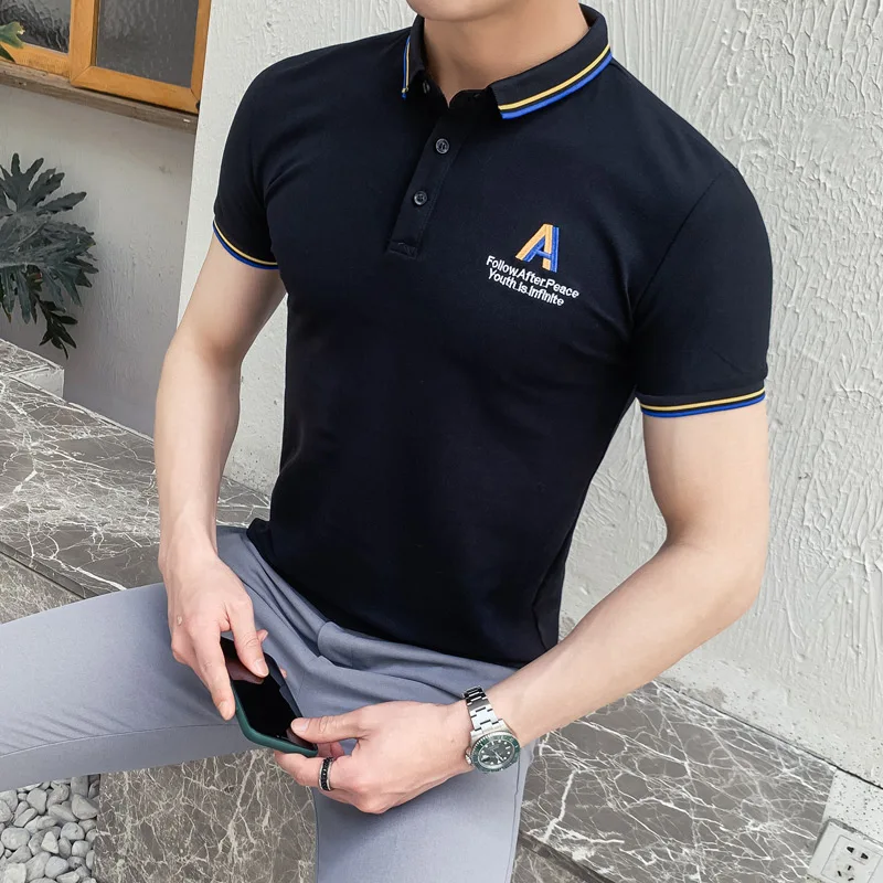 Short Sleeve Summer POLO Shirts Men Solid Breathable Business Formal Polo Tops Embroidery Casual Slim Streetwear Men Clothing
Short Sleeve Summer POLO Shirts Men Solid Breathable Business Formal Polo Tops Embroidery Casual Slim Streetwear Men Clothing