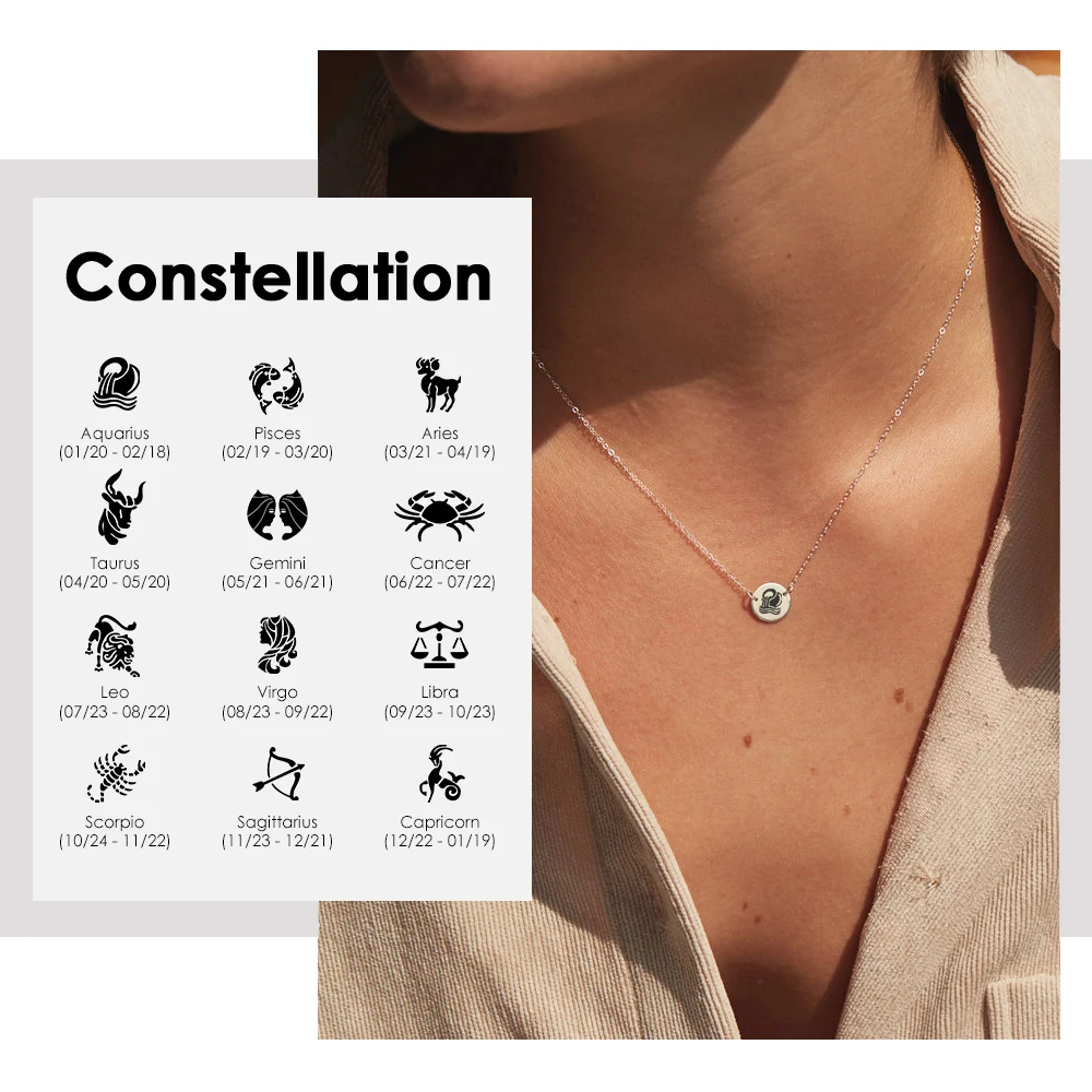 JUJIE Factory Direct Sales Stainless Steel Necklace 12 Zodiac Constellation Pendant Jewelry Choker Necklaces For Women 2021
JUJIE Factory Direct Sales Stainless Steel Necklace 12 Zodiac Constellation Pendant Jewelry Choker Necklaces For Women 2021