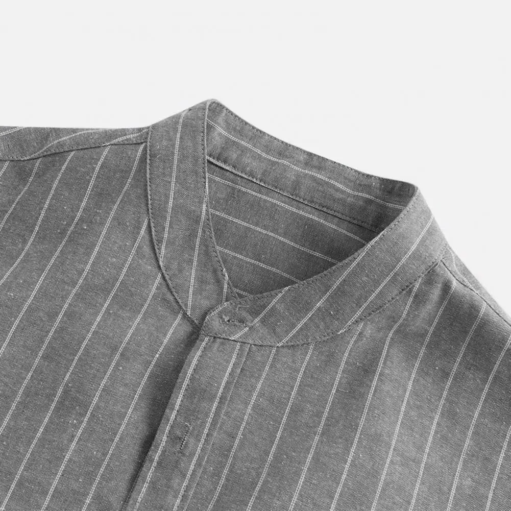 Men Shirt 3/4 Sleeve Buttons Stripe Loose Top Stand Collar Single-breasted skin-friendly Shirt Men Streetwear Shirts 2021
Men Shirt 3/4 Sleeve Buttons Stripe Loose Top Stand Collar Single-breasted skin-friendly Shirt Men Streetwear Shirts 2021