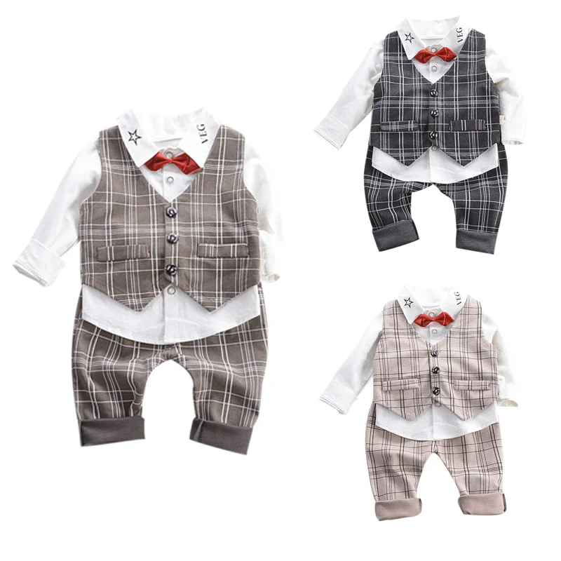 New Autumn Baby Boy Long Sleeve Gentleman Soft Cotton T-Shirt Tops+Plaid Vest+Long Pants Trousers Toddler Outfits
New Autumn Baby Boy Long Sleeve Gentleman Soft Cotton T-Shirt Tops+Plaid Vest+Long Pants Trousers Toddler Outfits