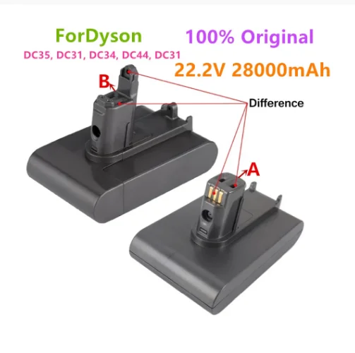 Литий-ионный аккумулятор 22,2 в 28000 мАч (подходит для типа A и B) для Dyson DC35, DC45 DC31, DC34, DC44, DC31 Animal, DC35 Animal и 28Ah
Литий-ионный аккумулятор 22,2 в 28000 мАч (подходит для типа A и B) для Dyson DC35, DC45 DC31, DC34, DC44, DC31 Animal, DC35 Animal и 28Ah