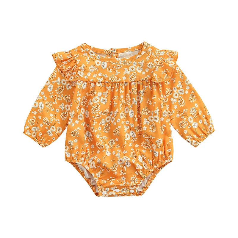 Baby Romper, Summer Floral Print Round Neck Short Sleeve Ruffle Bodysuit for Girls, Yellow, 0-12 Months
Baby Romper, Summer Floral Print Round Neck Short Sleeve Ruffle Bodysuit for Girls, Yellow, 0-12 Months