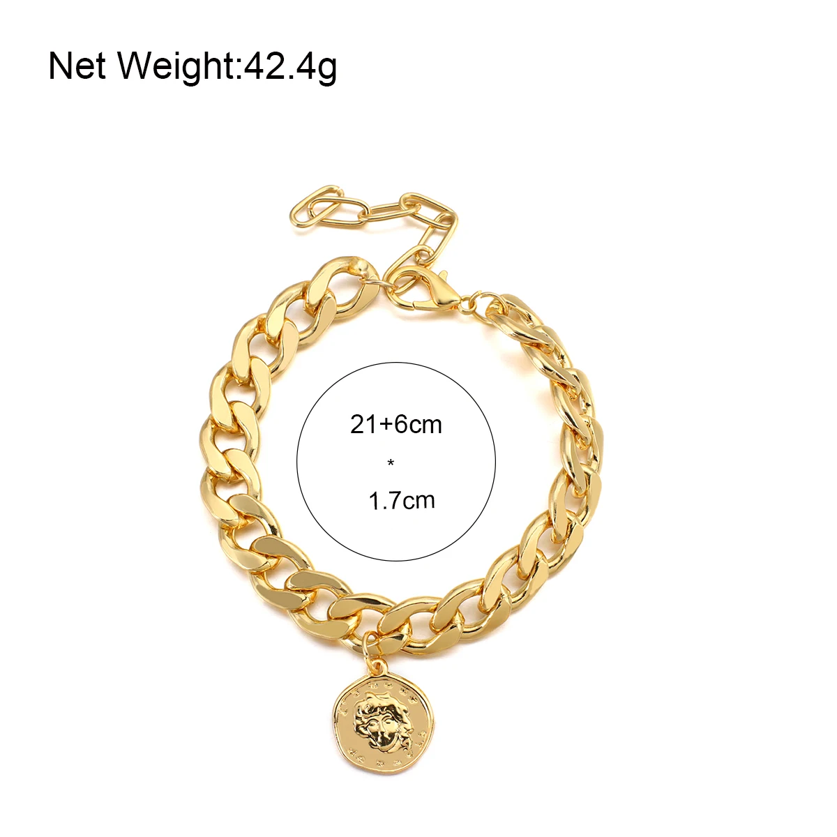 Amorcome Vintage Gold Silver Color Bracelets For Women Girls Queen Head Coin Bracelet Charm Thick Chains Bangles Fashion Jewelry
Amorcome Vintage Gold Silver Color Bracelets For Women Girls Queen Head Coin Bracelet Charm Thick Chains Bangles Fashion Jewelry