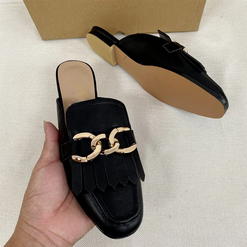 Women's Outdoor Slippers Mules Shoes Woman Gold Chain Round Toe Flat Platform Lazy Loafers Plus Size Ladies Slides Flip Flops
Women's Outdoor Slippers Mules Shoes Woman Gold Chain Round Toe Flat Platform Lazy Loafers Plus Size Ladies Slides Flip Flops