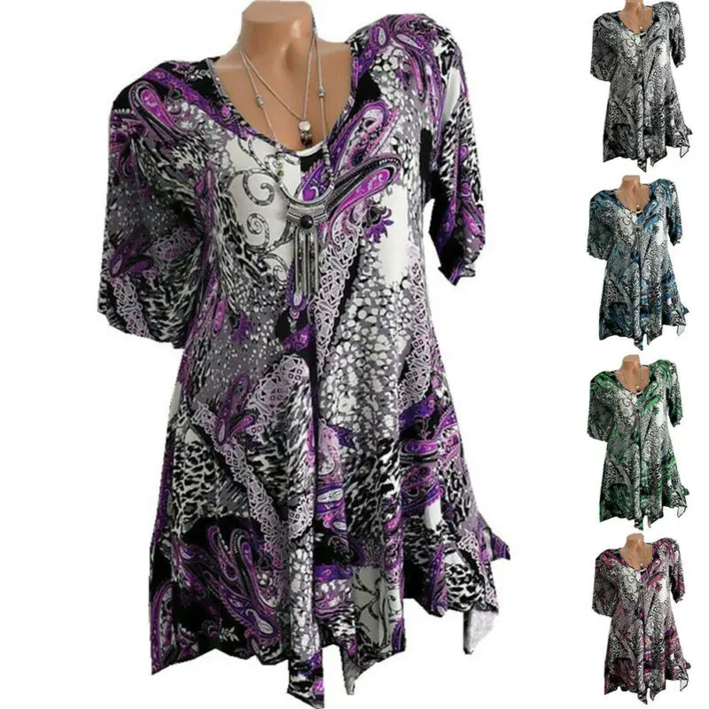 Ladies Womens V-Neck Irregular Short Sleeve Print Loose Casual T-Shirt Plus Size
Ladies Womens V-Neck Irregular Short Sleeve Print Loose Casual T-Shirt Plus Size