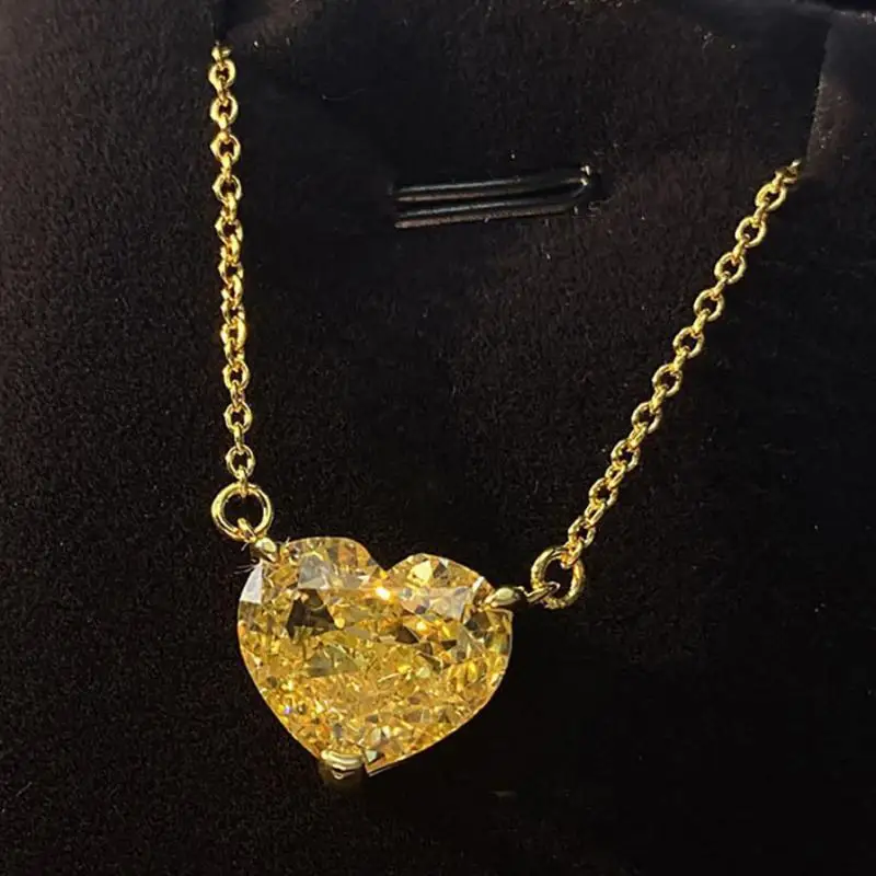 Real 925 Sterling Silver Topaz Gemstone Pendant Necklace Gold Color Heart-Shape High Carbon Diamond Wedding Jewelry Women's Gift
Real 925 Sterling Silver Topaz Gemstone Pendant Necklace Gold Color Heart-Shape High Carbon Diamond Wedding Jewelry Women's Gift