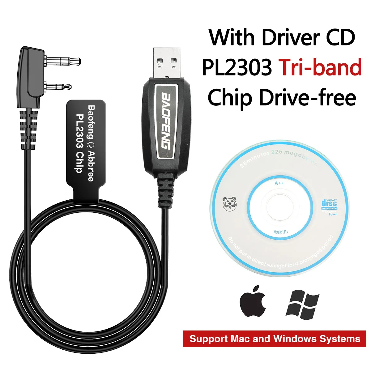 Genuine ABBREE PL2303 Tri-Band USB Programming Cable For Two Way radio UV-5R III BF-R3 UV-9S Ham Portable Walkie Talkie
Genuine ABBREE PL2303 Tri-Band USB Programming Cable For Two Way radio UV-5R III BF-R3 UV-9S Ham Portable Walkie Talkie
