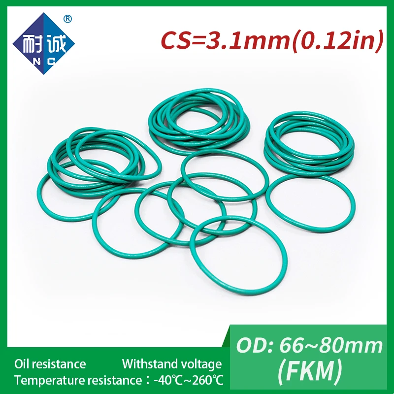 

1PC/lot Rubber Ring Green FKM O ring Seals Thickness 3.1mm OD66/68/70/71/72/73/75/76/78/80mm Rubber O-Rings Fuel Washer