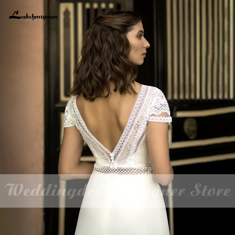 Lakshmigown Lace Plus Siz Boho Wedding Dresses 2021 Cap Sleeve V Neck vestido de novia Chiffon Beach Dresses Simple Bridal Gown 
Lakshmigown Lace Plus Siz Boho Wedding Dresses 2021 Cap Sleeve V Neck vestido de novia Chiffon Beach Dresses Simple Bridal Gown