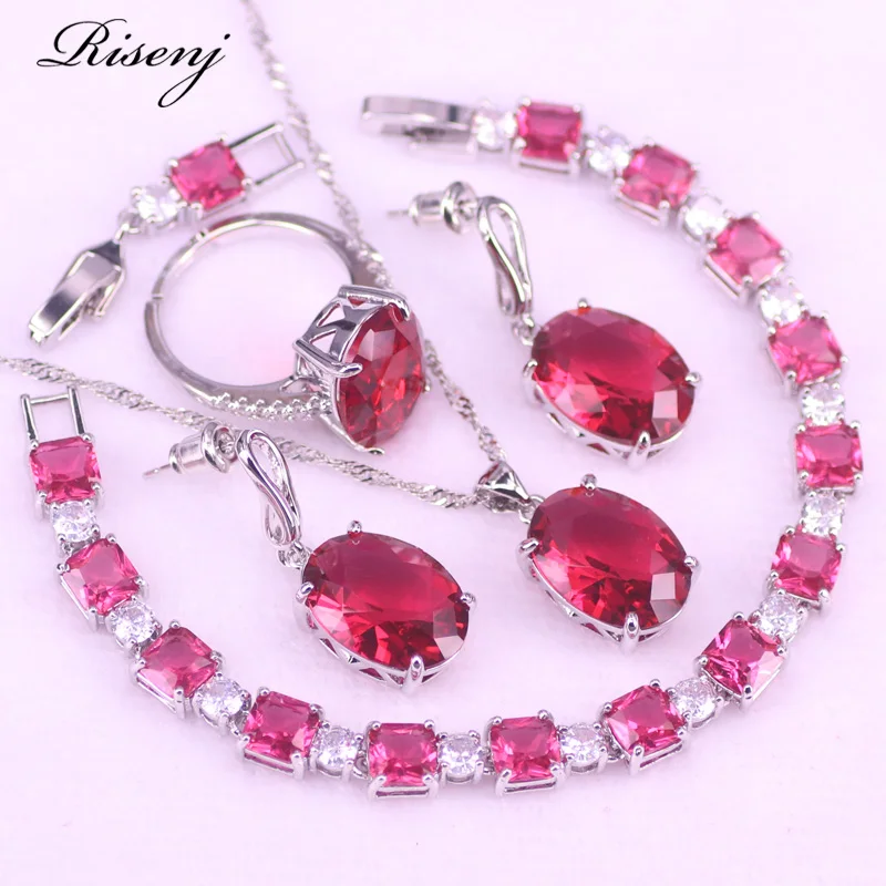 Top Quality Zircon 20 Carat Rose Rd Zircon Silver Jewelry Adjustable Ring Necklace Earrings Necklace With Bracelet Set In Store
Top Quality Zircon 20 Carat Rose Rd Zircon Silver Jewelry Adjustable Ring Necklace Earrings Necklace With Bracelet Set In Store