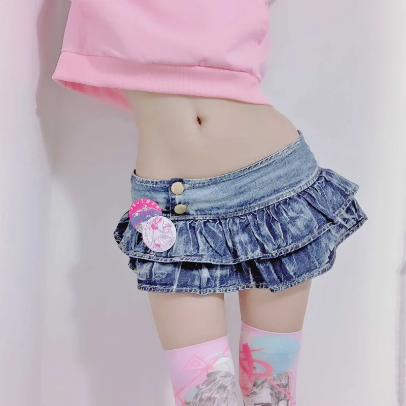 Japanese Girl Pleated Super Mini Denim Skirts Low Waist A Line Bud Skirts Solid Night Club Party Wear Skirt Punk Style
Japanese Girl Pleated Super Mini Denim Skirts Low Waist A Line Bud Skirts Solid Night Club Party Wear Skirt Punk Style