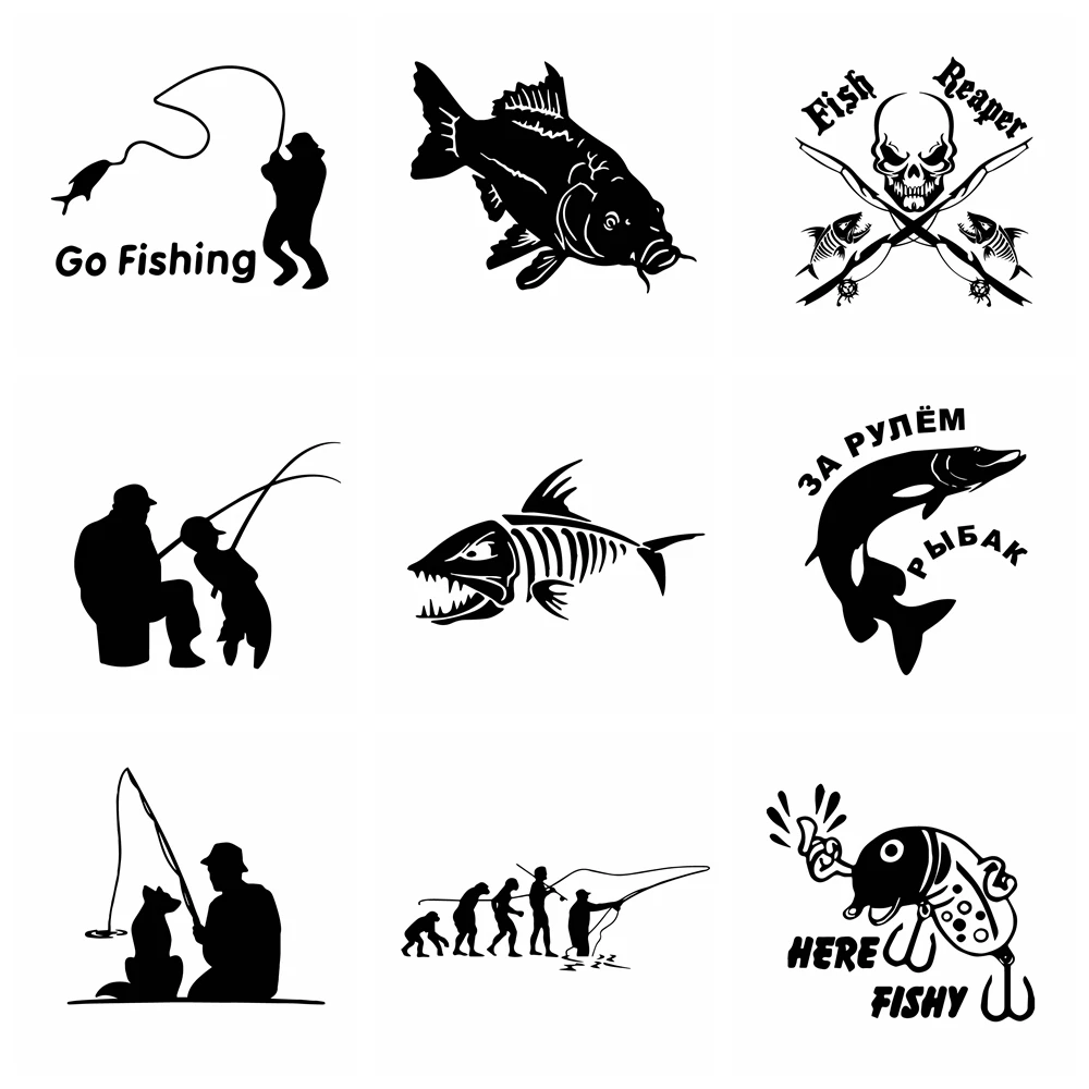 Смешные Рыбы забавная наклейка для автомобилей Обёрточная Бумага Винил ловить