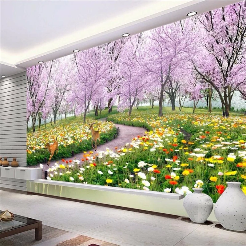 

beibehang paper Romantic cherry tree mural wallpaper for living room sofa bed TV bedroom natural TV backdrop wallpaper for wall