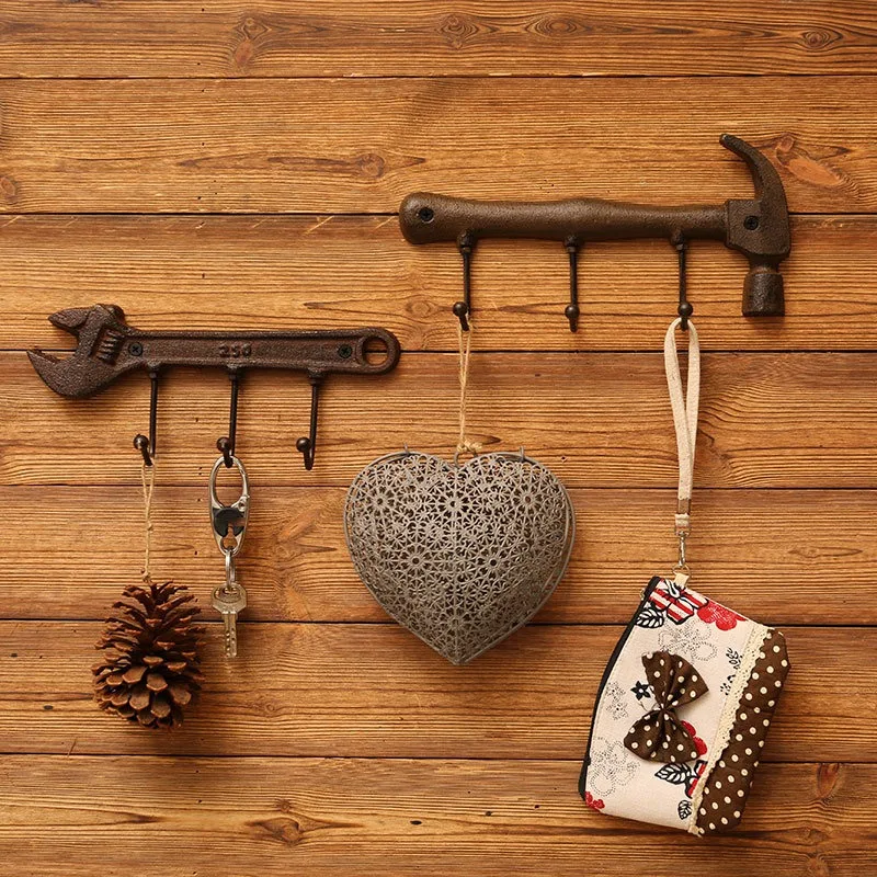 Retro Cast Iron Wall Hooks Home Decoration Metal Hanger Hammer Wrench Style Wall Mounted Coat Key Hook Towel Rack
Retro Cast Iron Wall Hooks Home Decoration Metal Hanger Hammer Wrench Style Wall Mounted Coat Key Hook Towel Rack
