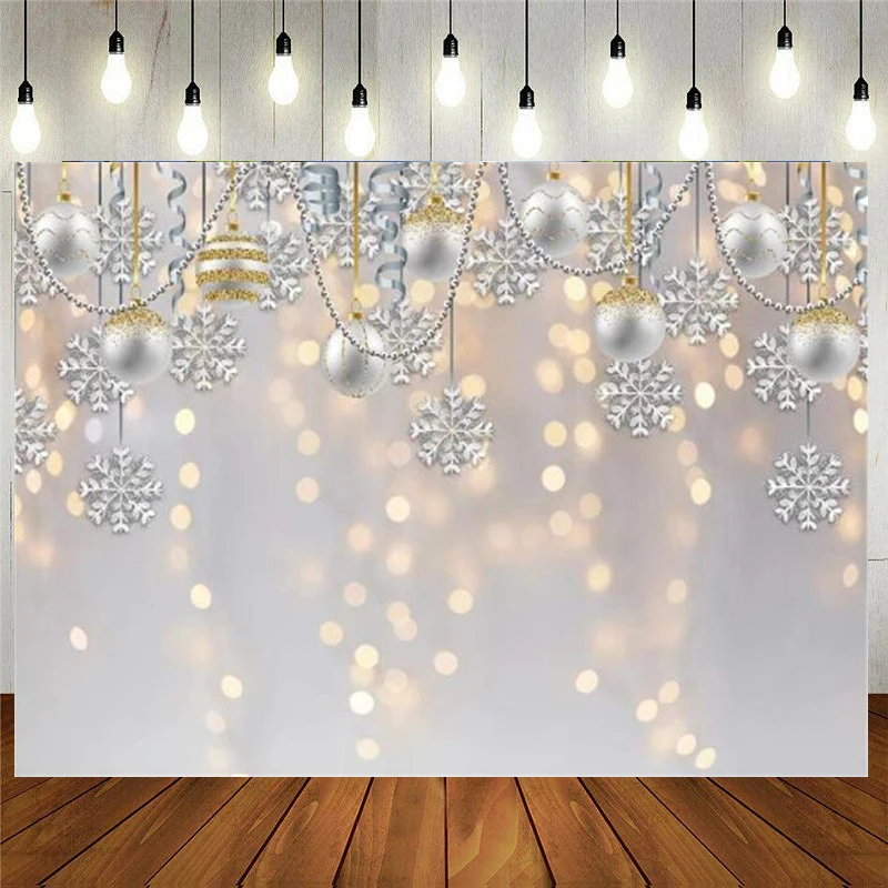 

Зимний фон для фотосъемки Рождество Снежинка боке Блестящий праздничный баннер для детского дня рождения